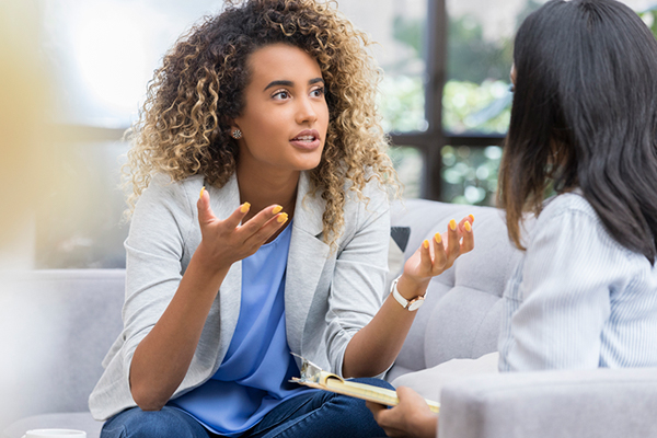 Health professional discussing mental health