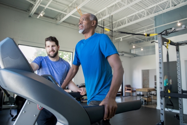 man on a treadmill in a clinic