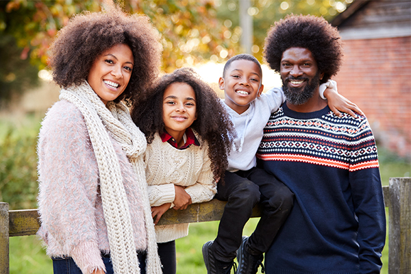 portrait of a family with two children